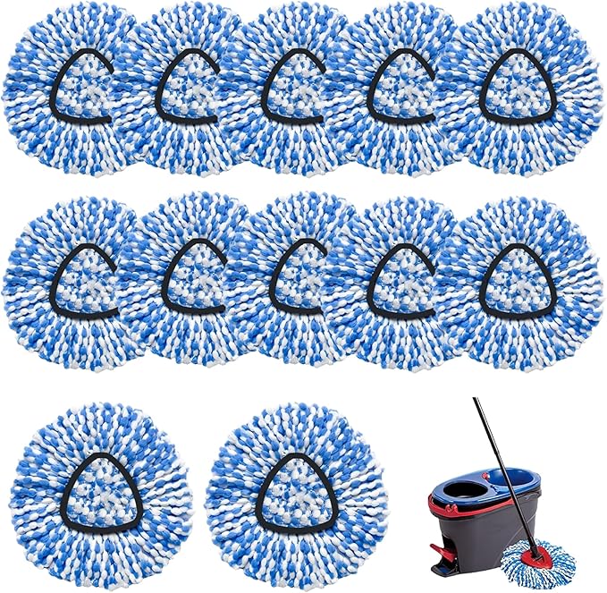 12 Pack Spin Mop Replacement Heads Compatible with Ocedar RinseClean 2 Tank System,Microfiber Mop Refill Heads for O Cedar Cleaning All Hard-surfaced Floor