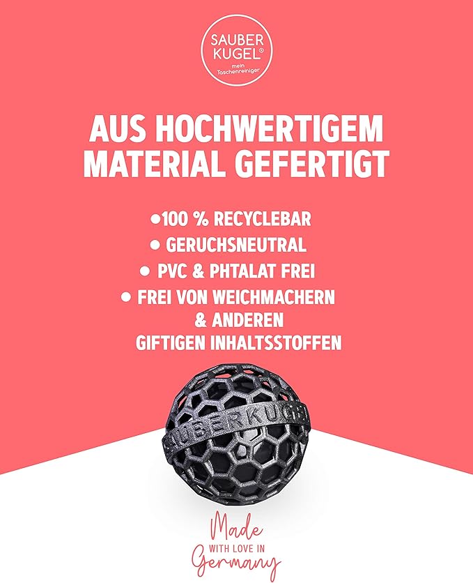 Sauberkugel - The Clean Ball - The clever way of cleaning purses, bags, backpacks and school bags (Summerfield Collection)