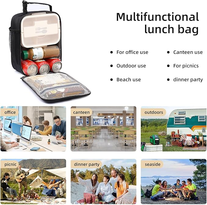 Lunch box Lunch bag for men women Insulated Lunchbox Lunch bags for Work Picnic Travel (Thicken purple)