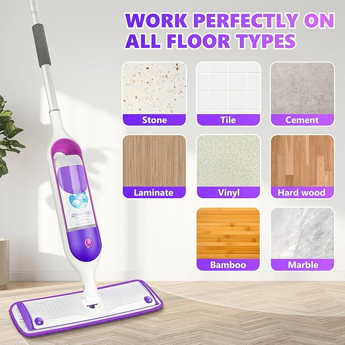 6 Pack Reusable Mop Pads Compatible with Swiffer PowerMop, Wood Floor Pads Microfiber Mop Replacement Refills Machine Washable for All Floor Surfaces