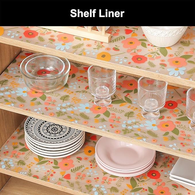 Cooyes Shelf Liner – Premium Non-Adhesive Cabinet & Drawer Liner for Kitchen – Waterproof Shelf Paper with Modern Pattern – Durable EVA Cabinet Mat – Easy to Cut (17.5" W x 197" L)