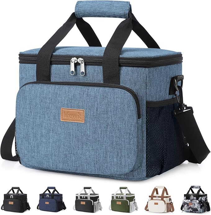 Lifewit Medium Lunch Bag Insulated Lunch Box Soft Cooler Cooling Tote for Adult Men Women, Light Blue 12-Can (9L)