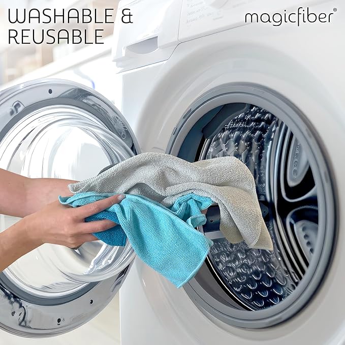 MagicFiber Microfiber Cleaning Cloth - 12 Pack, Large 13" x 11” Highly Absorbent Streak-Free Micro Fiber Cleaning Rags Towels for House, Car, Windows, Housekeeping, Household Dusting, Kitchen
