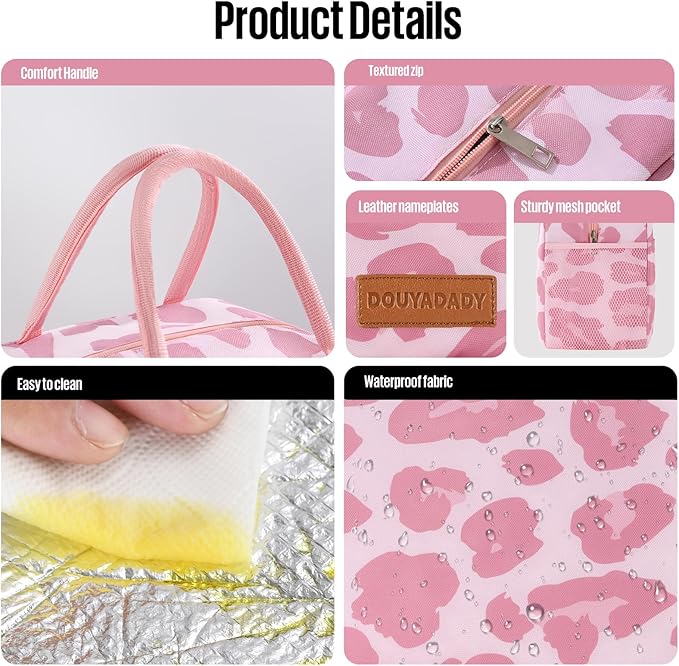 Lunch Bag Women/Men Lunch Box Women/Men (pink leopard)