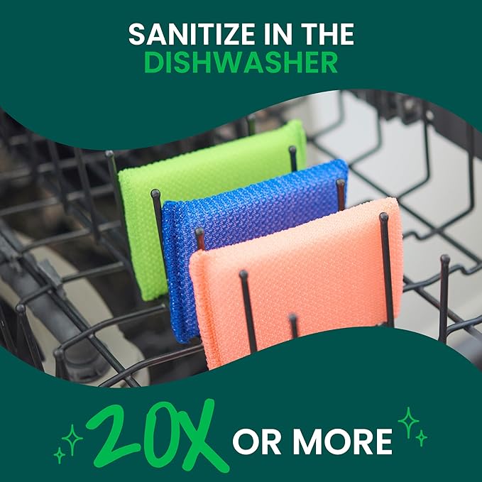 Scotch-Brite Dobie Non-Scratch All-Purpose Scrub Pads, 6 Total Pads (2 Packs of 3), Reusable Scouring Sponges for Kitchen & Bathroom, Safe on Non-Stick Cookware, Assorted Colors
