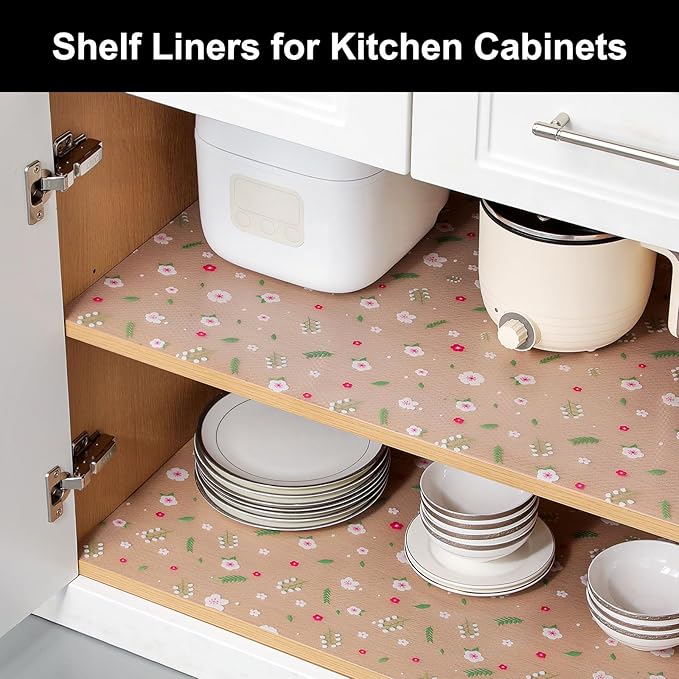 Cooyes Shelf Liner – Premium Non-Adhesive Cabinet & Drawer Liner for Kitchen – Waterproof Shelf Paper with Modern Pattern – Durable EVA Cabinet Mat – Easy to Cut （24" W x 360" L）