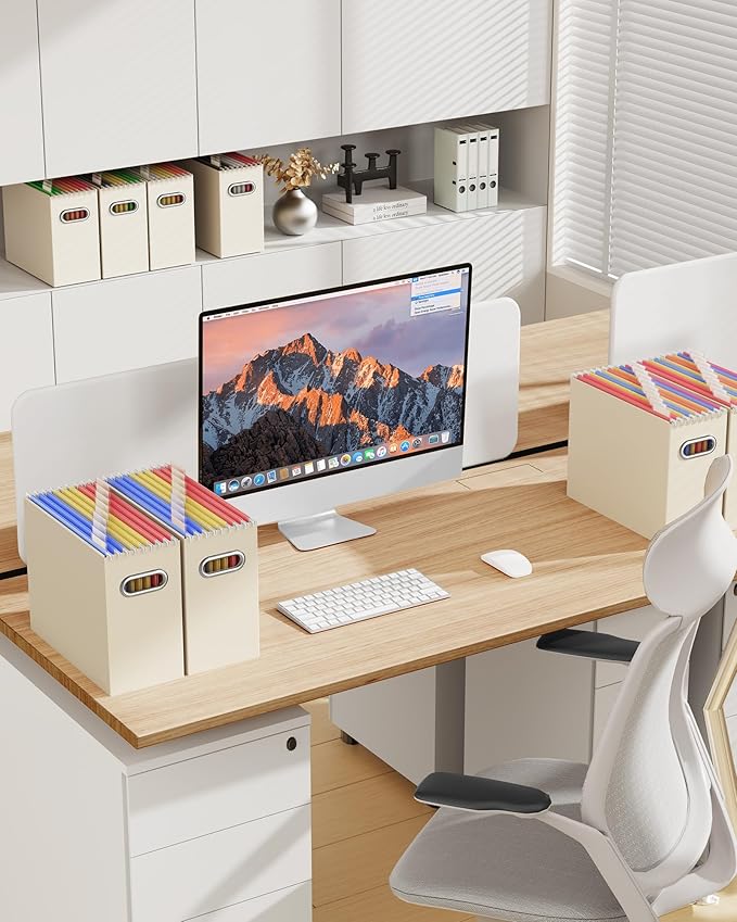 Oterri Cardboard File Organizer Box for Hanging File Folders Letter Size,File Box for Computer Desk,File Cabinet,Working Home,Office,Classroom (Variegated, Letter Size - 8 Packs)