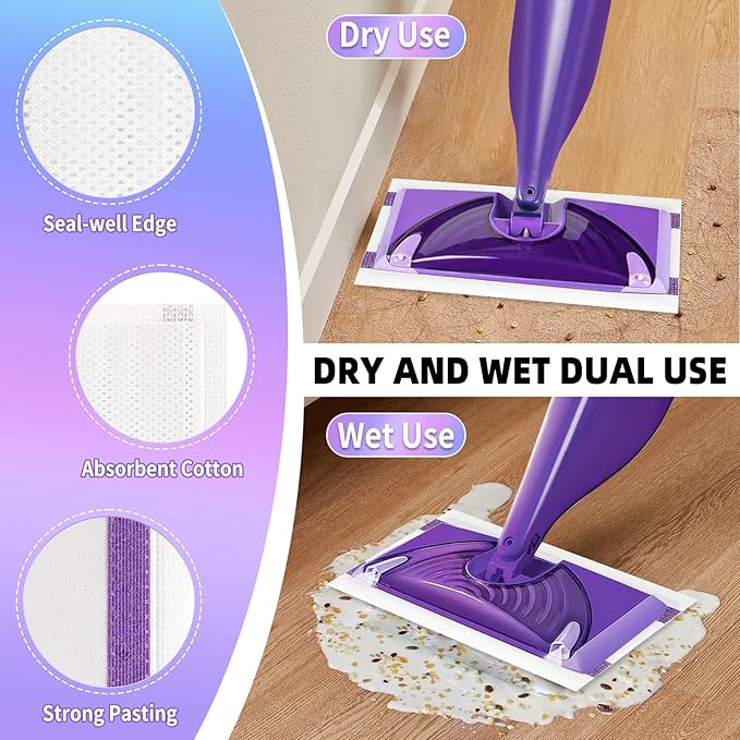 60 Count Mopping Pad for Wet Jet Mop Disposable Wetjet Pads Refills Replacement for Wet Pads Refill Compatible with Wet Jet Pads Thickness & Absorbent for Household Multi-Surface