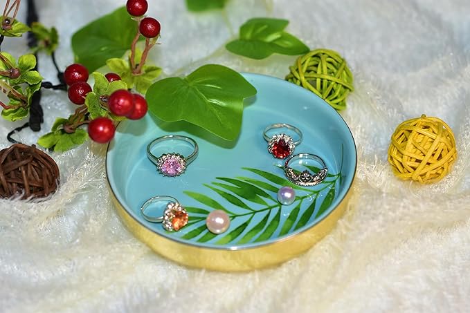 Tropical Leaf Rings Holder for Jewelry, Natural Colorful Glaze And Printed By Boutique Signature, In All Occasion To Be Prefect Gift And Use