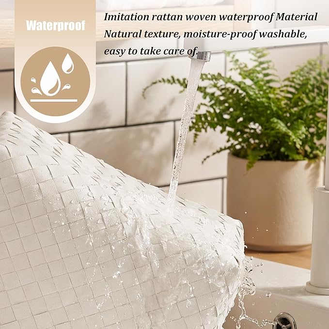 Handwoven Clothes Basket Laundry Hampers Large Wicker Storage Baskets for Shelves Blankets Closet Storage Bins Car Bedroom Bathroom Organizers and Storage Bath (Pack of 4, White)