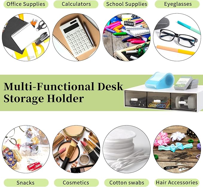 Daoeny Desk Organizer Drawers-Stackable Desk Drawer Organizer, Plastic Storage Drawers Desktop Storage Great for Office Organization School Home - 3 Drawers (White)