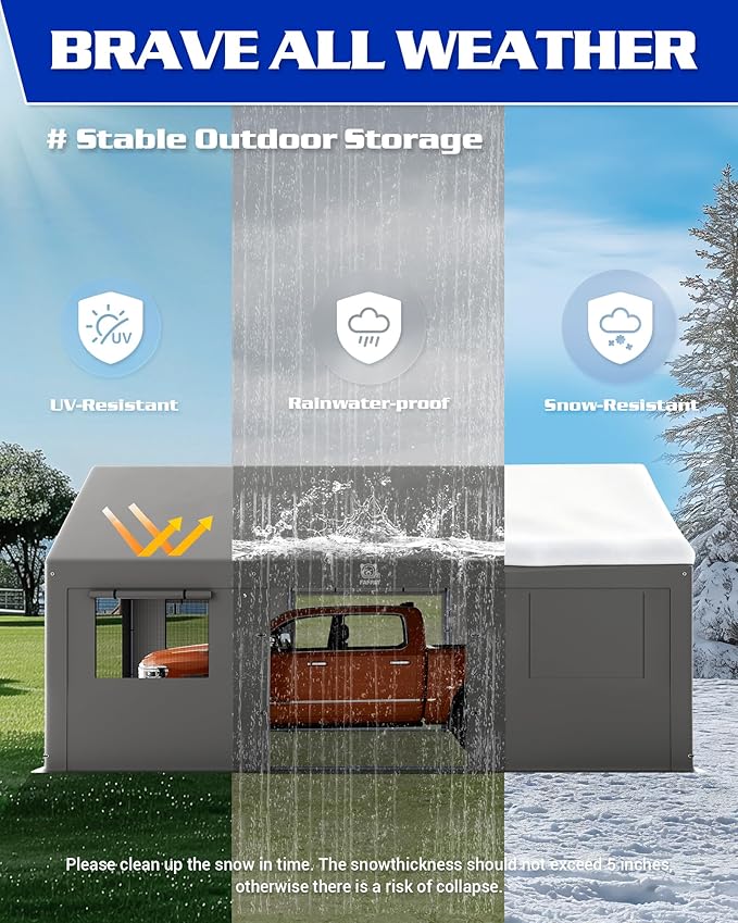 13x20 FT Heavy Duty Carport, Portable Garage Waterproof & UV Protected Car Canopy with Reinforced Steel Frame, Outdoor Shelter for Cars, Trucks, Vans, RVs, Home Party, and Workshops
