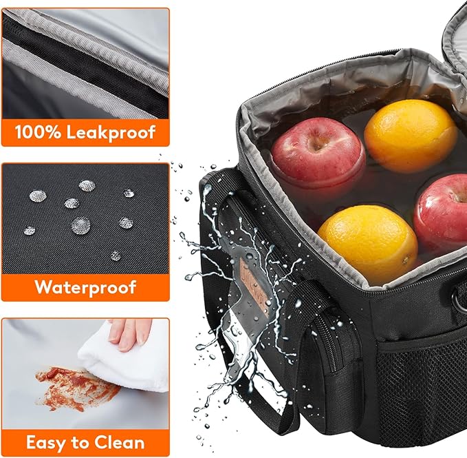 Lifewit Medium Lunch Bag Insulated Lunch Box Soft Cooler Cooling Tote for Adult Men Women, Black 12-Can (9L)