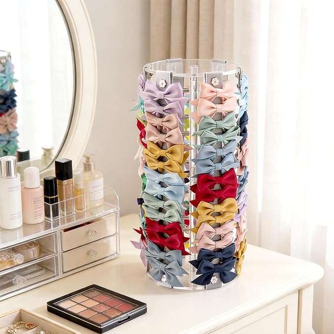 Bow Organizer for Girls - Large Capacity Hair Clip Organizer(Gray)