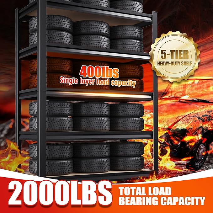 Set of 4 Garage Shelving-2050 lbs 5 Tier Storage Shelves,Adjustable Heavy Duty Metal Shelving Unit and Storage Large Rack,Utility Steel Shelf for Warehouse Industrial Pantry Basement 71"x46"x18"
