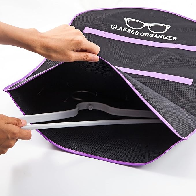 Hanging Sunglasses Organizers Eyeglasses Holder Stand, 30 Slots Eyeglass Case Eyewear Wall Organizer Multiple Eyeglasses Storage Sunglass Wall Mount Foldable Travel Glasses Case