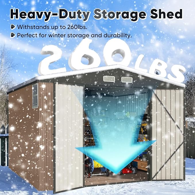 Quictent Heavy Duty 10X10 FT Metal Storage Shed, Lockable Steel Yard Waterproof Tool Shed for Garden, Backyard, Patio, Outside use with Combination Lock(9.5X9.5 FT Base,No Floor)
