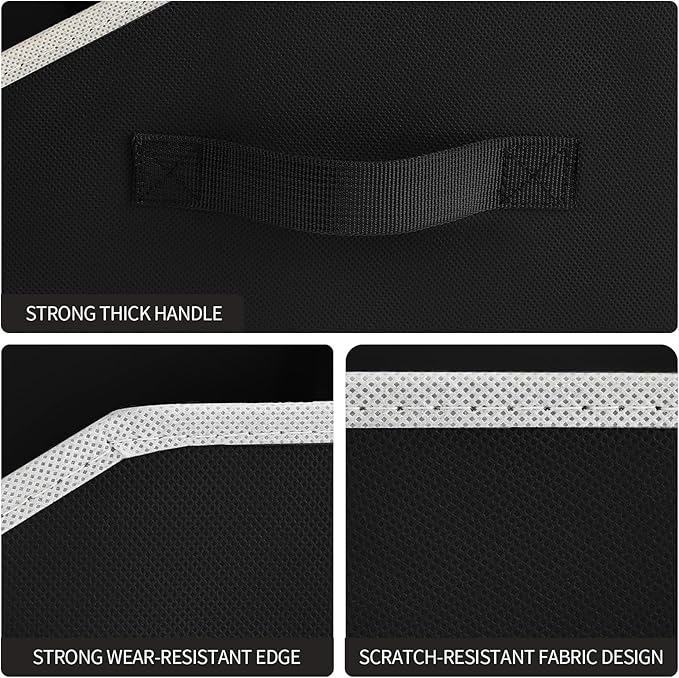 Clothes Organizers and Storage - Fabric Cube Bins with Handles, Storage Baskets for Shelves, Trapezoid Collapsible Boxes for Home, Dorm, Office, 10 Pack, Black