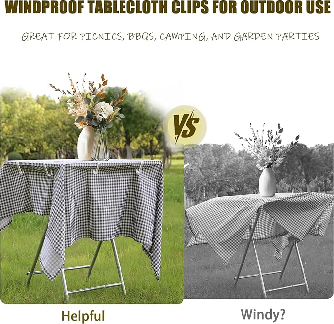24 Pcs Clear Tablecloth Clips for Indoor Outdoor Tables, Plastic Table Cloth Holder Clips for Thick Tables, Picnic Table Clip Clamps Large