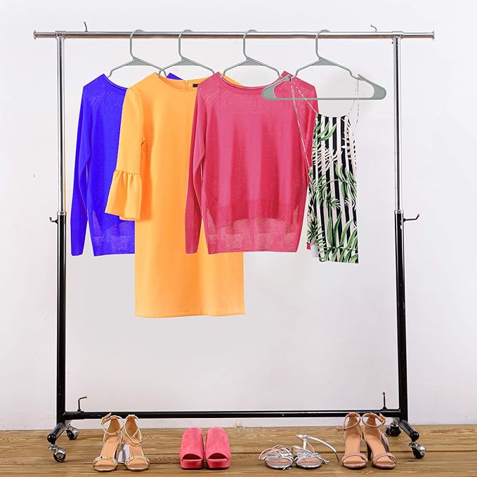 Utopia Home Plastic Hangers 50 Pack - Perfect Space Saving Clothes Hanger - Durable and Strong - Perfect Closet Organizers with Shoulder Grooves (Grey)