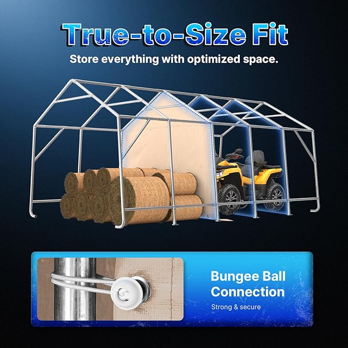 ADVANCE OUTDOOR 13x20 ft Garage Tent Carports with 2 Roll up Doors & Vents Outdoor Portable Storage Shelter for Vehicle Truck Boat Anti-UV Snow Resistant Waterproof, Beige