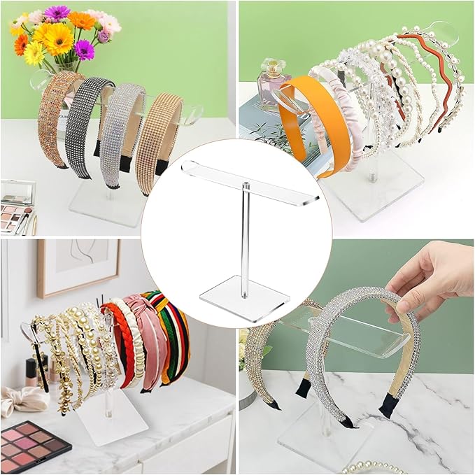 Acrylic Headband Holder Organizer Headband Stand for Women and Girls Compact Hair Accessory Display Holder (Clear)
