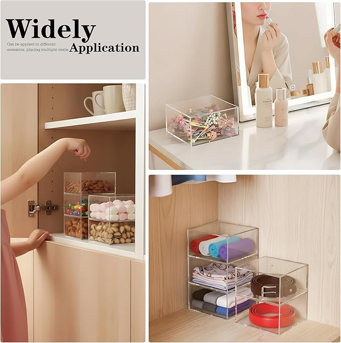 5 Layers Clear Square Acrylic Belt Organizer for Closet, Belt Holder for Accessories, Scarves, Ties, Jewelry, Bracelets-Space-Saving Storage Solution