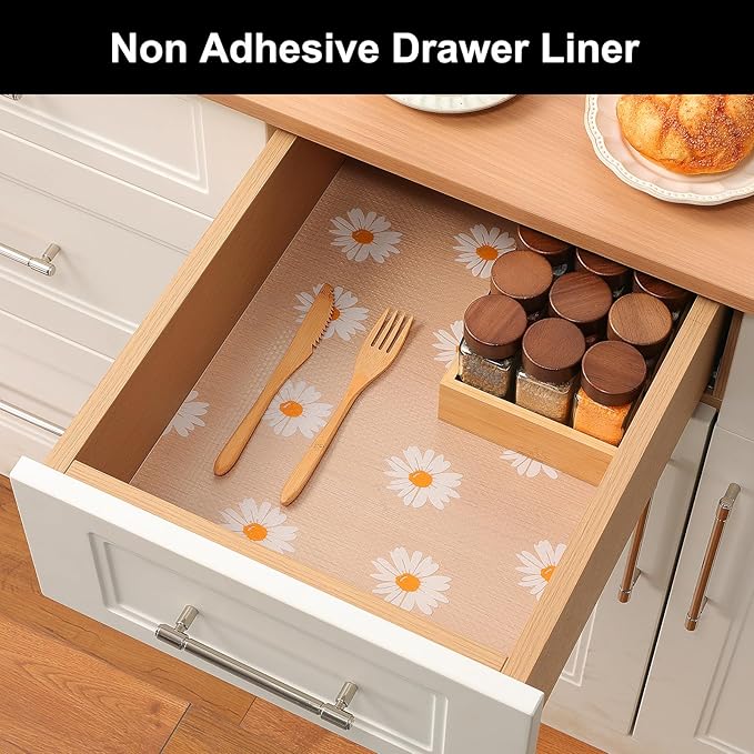 Cooyes Shelf Liner – Premium Non-Adhesive Cabinet & Drawer Liner for Kitchen – Waterproof Shelf Paper with Modern Pattern – Durable EVA Cabinet Mat – Easy to Cut （24" W x 360" L）