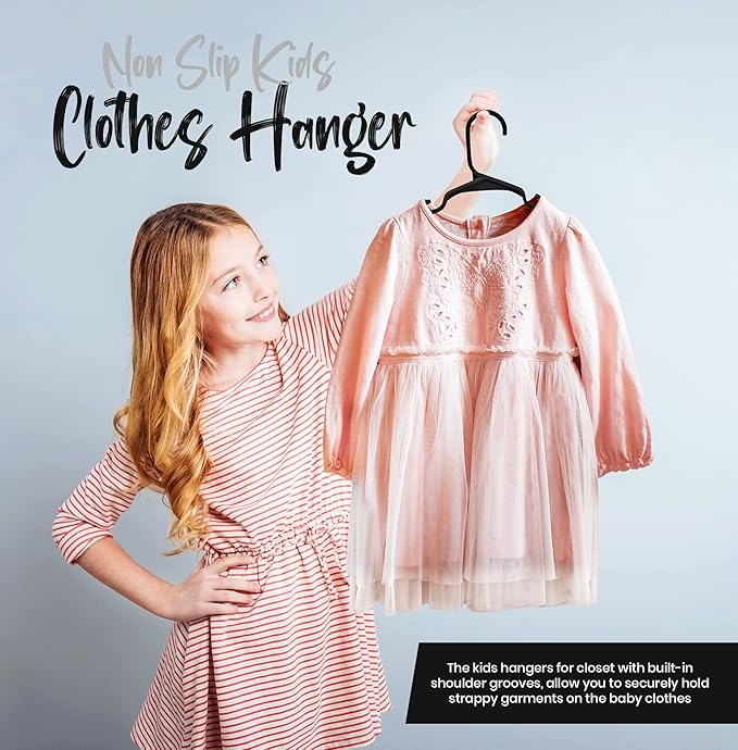 Utopia Home 40 Pack Kids Hangers - 11.5 Inch Plastic Baby Hangers for Closet - Childrens Hanger for Clothes & Infant Hanger for Closet - for Everyday Standard Use (Black)