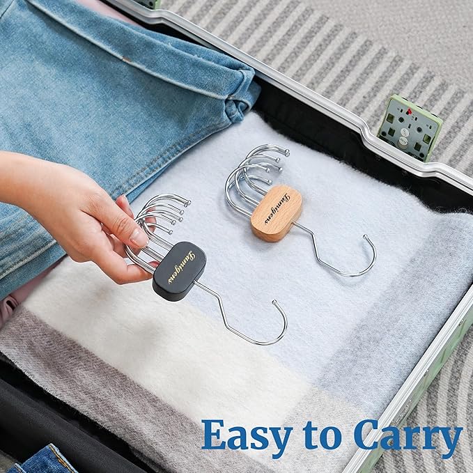 Belt Hanger, Belt Organizer for Closet,Rotatable Tie Rack,Belt Holder,Hanging Closet Storage Hook for Belt, Bra, Tank Top, Tie, Scarf, Purse,2PCS,Natural