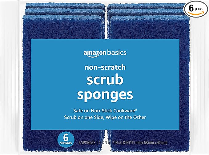 Amazon Basics Non-Scratch Dual-Sided Sponges for Nonstick Pots and Pans,Dish Scrubber,All-Purpose,(Pack of 36)