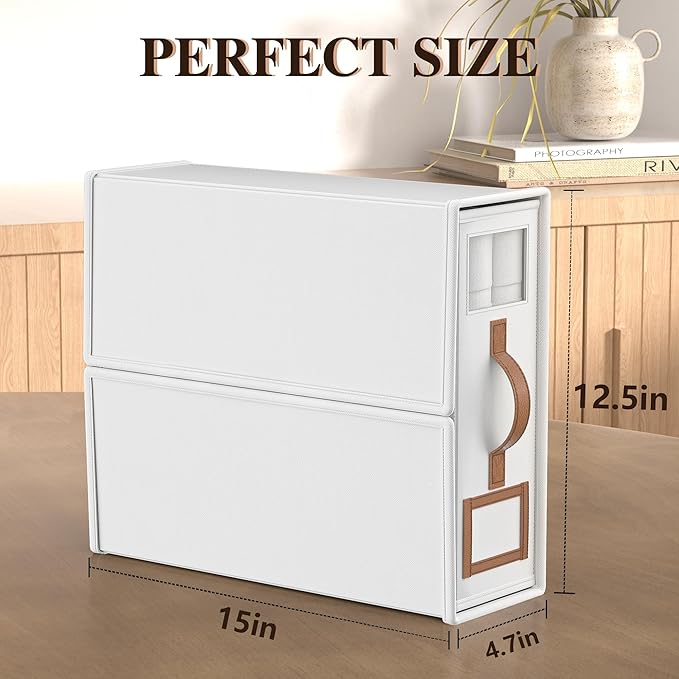 8 Pack Foldable Bed Sheets Set Organizers and Storage(King & Queen Size),Linen Fabric Closet Organizers with Window,Folding Bedding Storage Box for Bedsheets and Pillow Cube Organizer-White