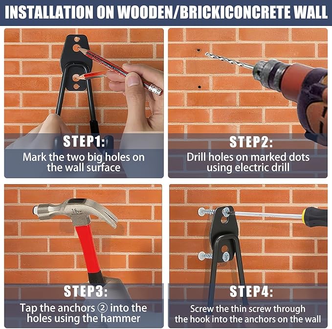 Garage Hooks Heavy Duty, 12 Pack Anti-Slip Coating Garage Wall Storage Hooks for Hanging Bike, Ladder, Garden Tools