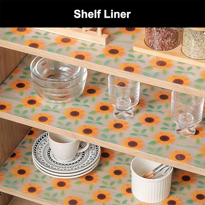 Cooyes Shelf Liner – Premium Non-Adhesive Cabinet & Drawer Liner for Kitchen – Waterproof Shelf Paper with Modern Pattern – Durable EVA Cabinet Mat – Easy to Cut （17.5" W x 78.7" L）