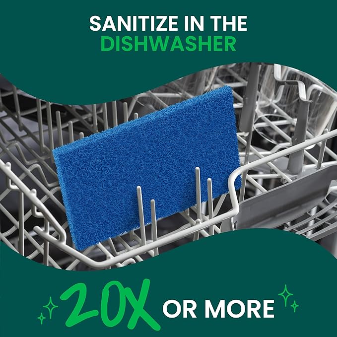 Scotch-Brite Zero Scratch Scouring Pad, Effective + Gentle Dish Scrubber for Household Cleaning, 2 Scrub Pads for Dishes, Nonstick Pots and Pans, Glass, Tubs, Showers, Reusable & Durable