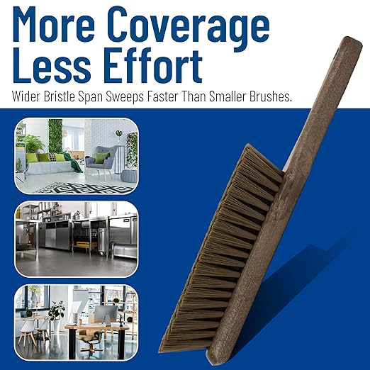 SPARTA Handheld Soft Counter Brush 8 Inch Bristle Span, Multi-Use Dust Brush with 5 Inch Handle for Tables, Countertops, and Delicate Surfaces, Polyester, Brown