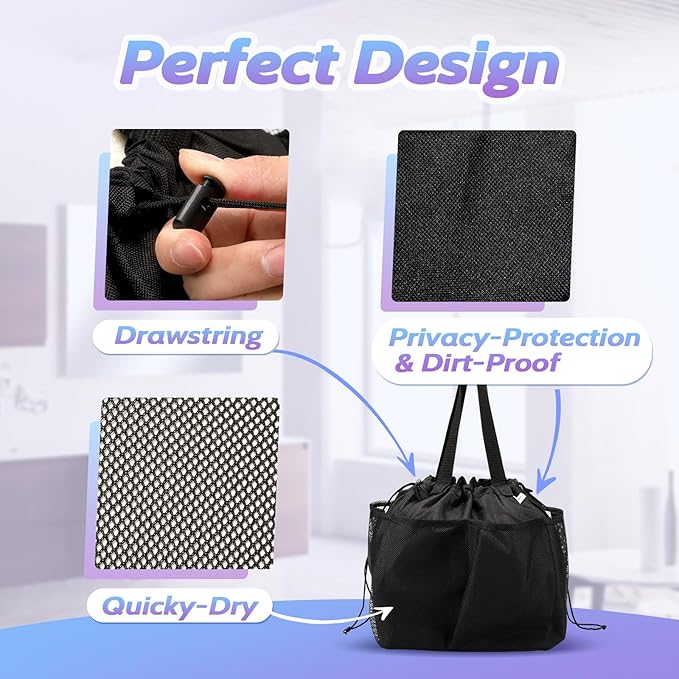 Mesh Shower Caddy Portable, Dorm Room Essentials for College Students, Large Capacity with 8 Pockets Shower Bag for Camping,Swimming,Gym,Travel