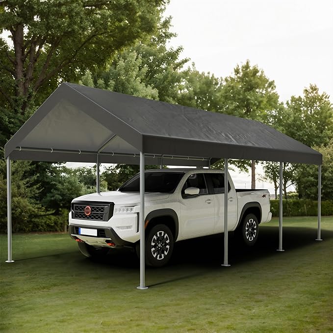Shintenchi 10x20ft Heavy Duty Carport with UV&Wind Resistant Canopy,Portable Carport Garage Shelter with Stable Powder-Coated Steel Frame,Outdoor Carports for Car,Bike,Camp,Storage(Grey)