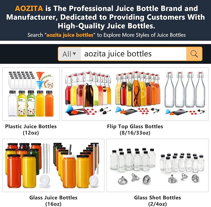 12 Pack, 12 OZ Reusable Plastic Juice Bottles with Caps, Plus 12 Labels & 2 Silicone Funnels - Clear Juicing Bottles for Juice, Smoothies, Ginger, Tea, Coffee - Food Grade & Leakproof Travel Bottles