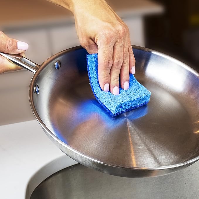 Amazon Basics Non-Scratch Dual-Sided Sponges for Nonstick Pots and Pans,Dish Scrubber,All-Purpose,(Pack of 36)