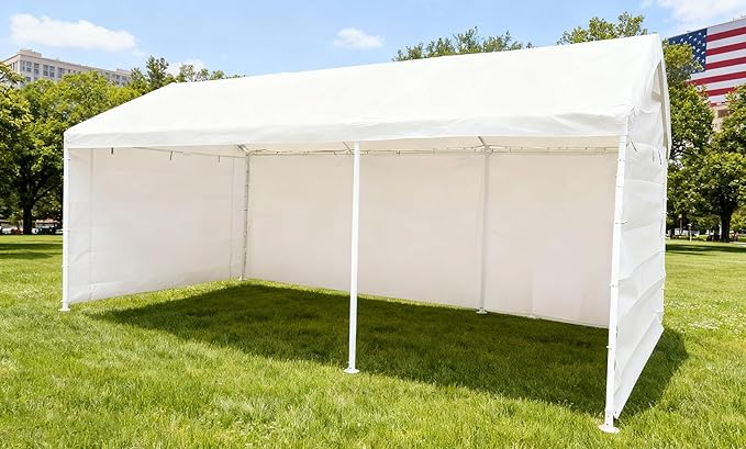Rutile 10x20 Carport Replacement Sidewall, 180G PE Waterproof & UV Protected Sidewall Cover (White, Front/Back Panel)