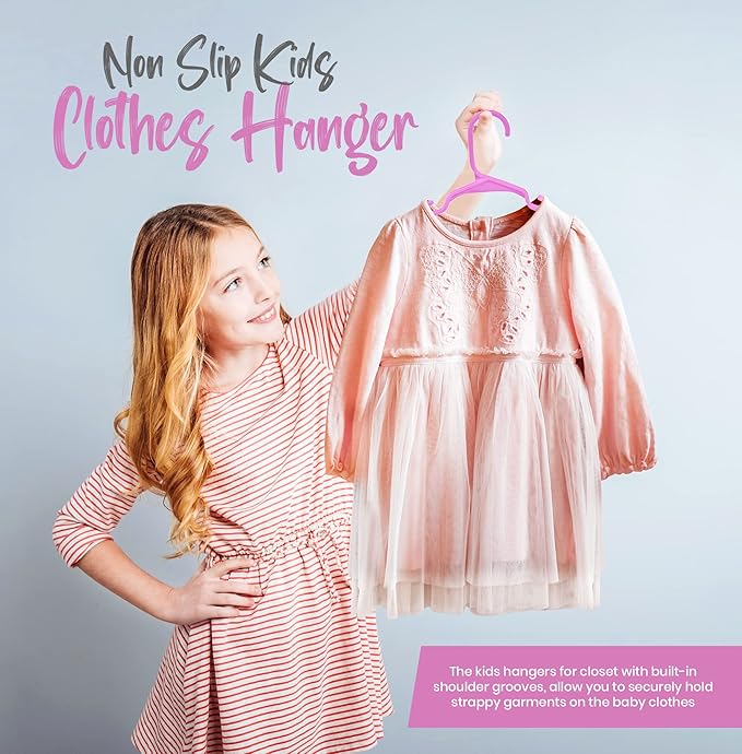 Utopia Home 20 Pack Kids Hangers - 11.5 Inch Plastic Baby Hangers for Closet - Childrens Hanger for Clothes & Infant Hanger for Closet - for Everyday Standard Use (Baby Pink)