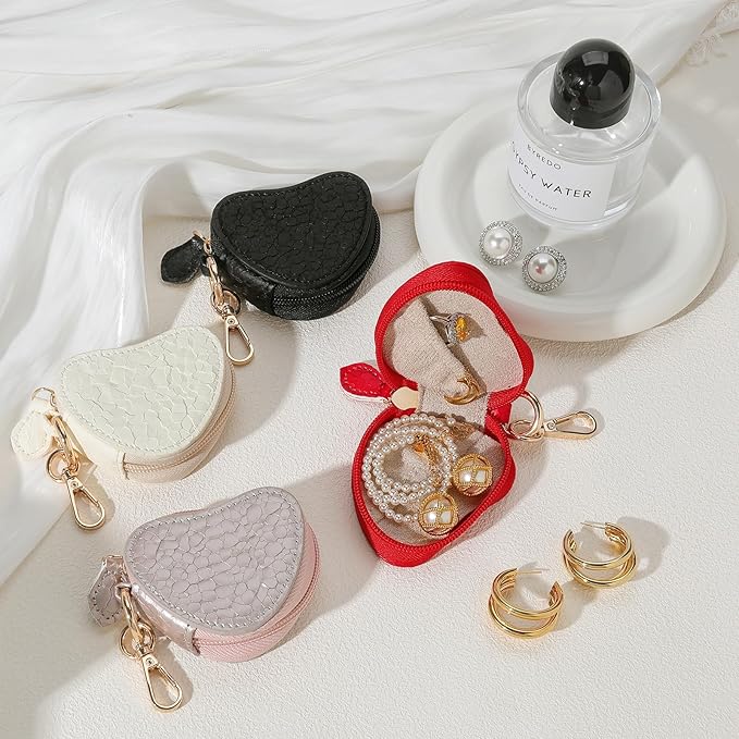 Jewelry Ring Holder Keychain – Portable Travel Gym Mini Jewelry Storage Case for Rings Earrings Studs Necklace Organizer Case Box for Gym/Sports