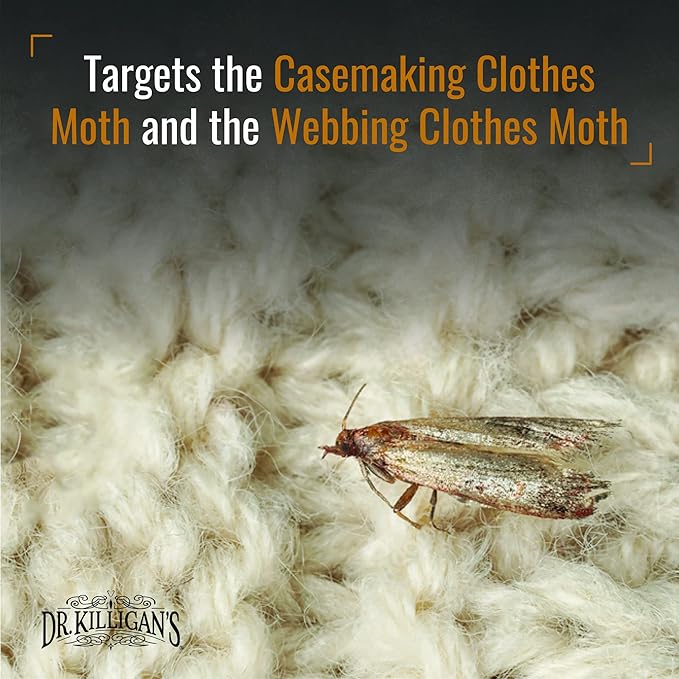 Dr. Killigan's Premium Double Potent Clothing Moth Traps with Pheromones Prime, Organic Clothes Moth Trap with Lure for Closets & Carpet, Case Making & Web Spinning (6 Pack, Black)
