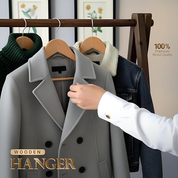 Utopia Home Premium Wooden Hangers 80 Pack - Durable & Slim Coat Hanger - Suit Hanger with 360-Degree Rotatable Hook - Wood Hangers with Shoulder Grooves (Natural Color)
