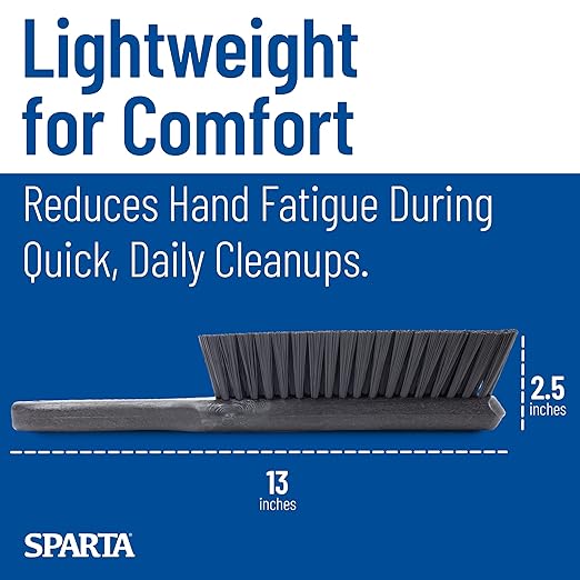 SPARTA Handheld Soft Counter Brush 8 Inch Bristle Span, Multi-Use Dust Brush with 5 Inch Handle for Tables, Countertops, and Delicate Surfaces, Polyester, Black, (Pack of 6)