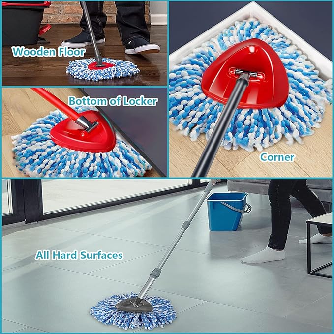 Spin Mop Replacement Head Compatible with O-Ceda 2-Tank Dual System RinseClean Microfiber Spin mop Refill for O Ceda Mop Replace Head (4 Pack)