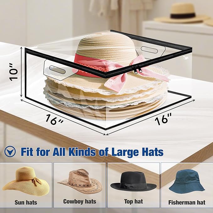 Clear Hat Storage Bag, Cowboy Women Hat Organizer with Handle, Large Capacity for Cloth, Books, Blanket, Travel， Dorm