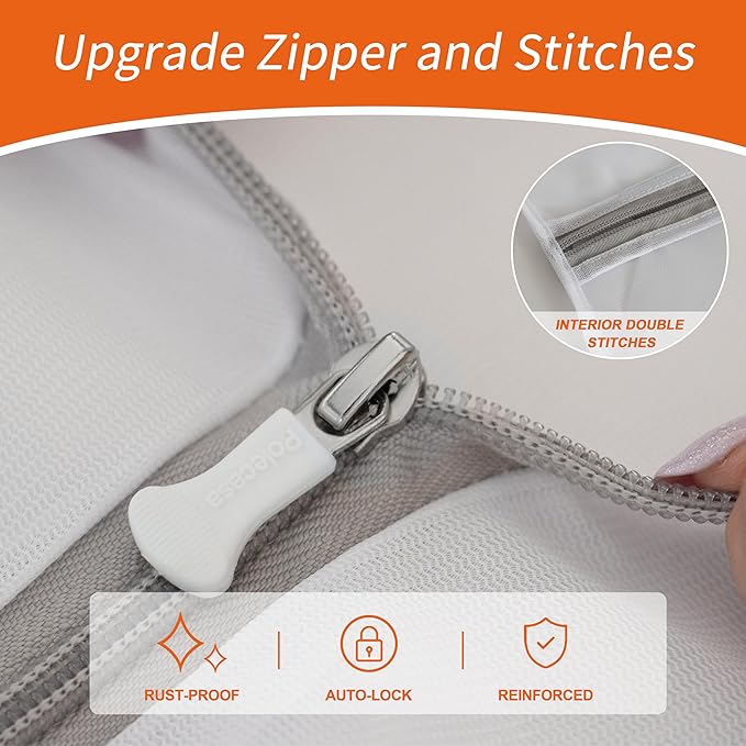 Polecasa 3Pcs Mesh Laundry Bags with Sturdy Zipper, Even Mesh Holes, Variety Sizes for all Your Delicates, Lingerie, Bras, Baby Clothes -Travel Essentials (1 Large, 1 Medium, 1 Small) (Pack of 2)