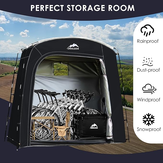 Bike Storage Tent, 90*33.5*75 In,Outdoor Portable Storage Tent,Made of 210D Oxford Cloth PU4000mm Waterproof Fabric, Storage Shed for 2-4 bike,Motorcycles,Garden Tools,Lawn Mower,Various Tools